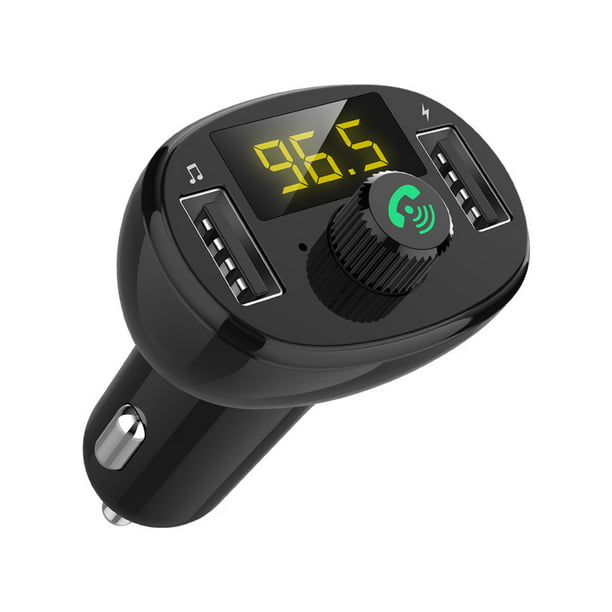 Transmisor FM Bluetooth 5.0 para coche, encendedor de cigarrillos, puerto  auxiliar, adaptador MP3 inalámbrico con micrófono, adaptador de música de