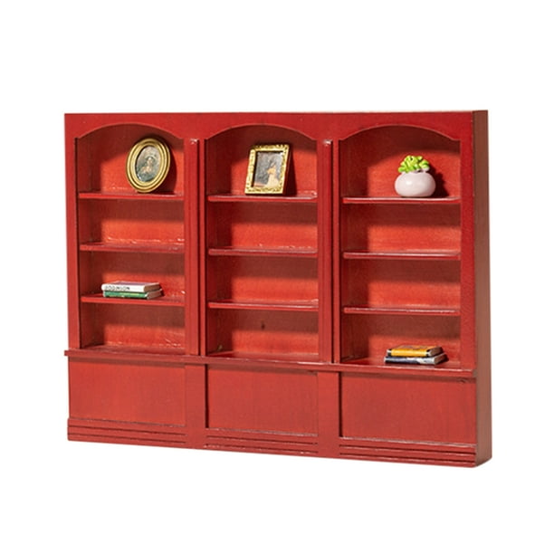 1/12 casa de muñecas Mini estantería de madera roja modelo de muebles  pequeños decoración de casa de Likrtyny libre de BPA