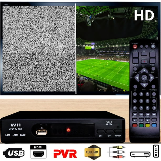 Decodificador de Tv Digital de Alta Definición Con antena,1080P ATSC para  interiores con grabación y