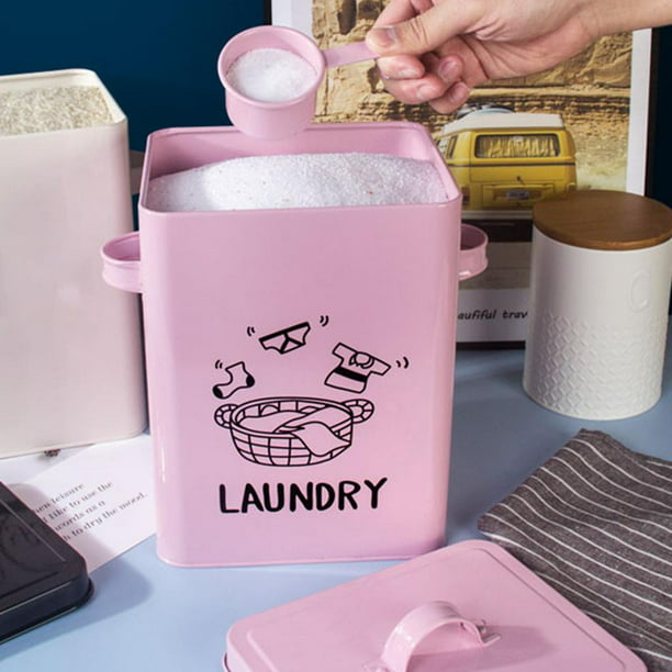 Dispensador de detergente en polvo para ropa, caja de almacenamiento con  taza medidora, contenedor de almacenamiento de alimentos, grano de arroz