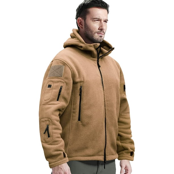 Comprar Conjunto de chaqueta táctica para hombre, ropa de camuflaje militar  cálida para exteriores, abrigo polar de caza con capucha, traje de ropa