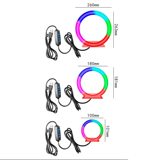 Luz de de Selfie con soporte de trípode-luz de Halo circular LED con  soporte de teléfono móvil para transmisión /MAQUILLAJE/grabación de 10  pulgadas Macarena Luz de anillo de fotografía