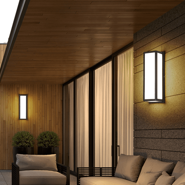 Luz de pared exterior moderna Cuerpo impermeable Luz exterior de aluminio  Luz 8W Lámpara de pared Pasillo Patio Puerta Bolsa Garaje Blanco cálido  Salvador luz de pared impermeable