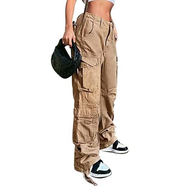 Pantalones Anchos Pantalones Mujer American Street Cargo Pantalones Casual  para Playa al Aire Libre (Gris S) Cgtredaw Para estrenar
