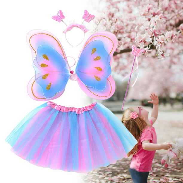 Alas de mariposa para niñas, disfraz de mariposa para fiesta de Halloween,  alas de hadas con máscara y diadema de antenas