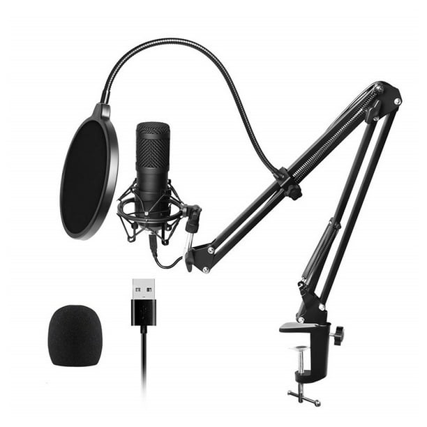 Micrófono USB para PC, kit profesional de micrófono de grabación de  condensador de 192 KHz/24 bits para podcast, grabaciones para 