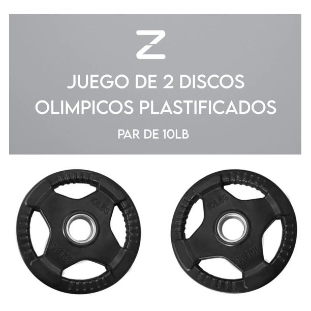 10 LBS PAR DE DISCOS OLIMPICOS PLASTIFICADOS CON AGARRADERA