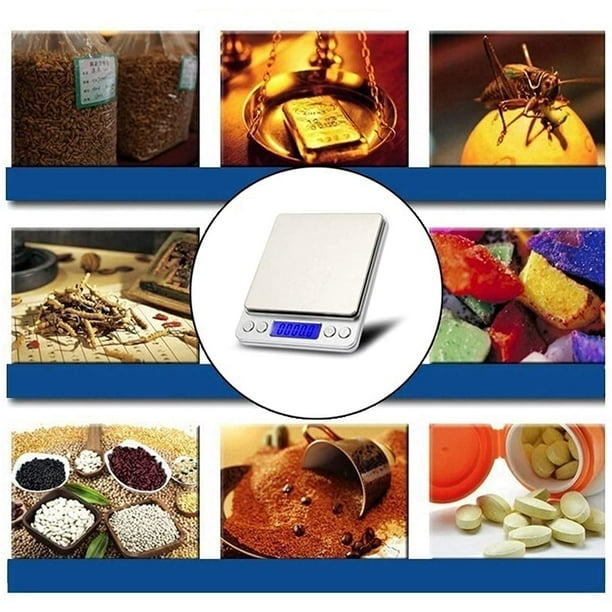 Báscula digital de cocina, báscula de alimentos para carne y hornear peso,  unidad gramo oz hasta 11 libras (1g-11.0 lbs), acero inoxidable plateado