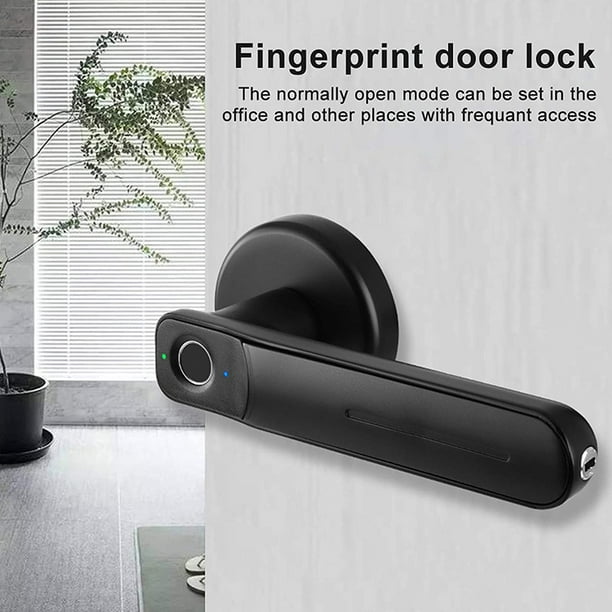 Cerradura de puerta de huella digital inteligente 7 en 1, negro mate,  biométrica, sin llave