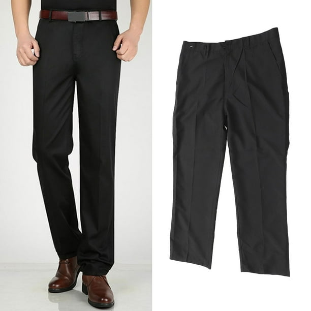 Pantalones negros Pantalones de corte recto para hombre Pantalones