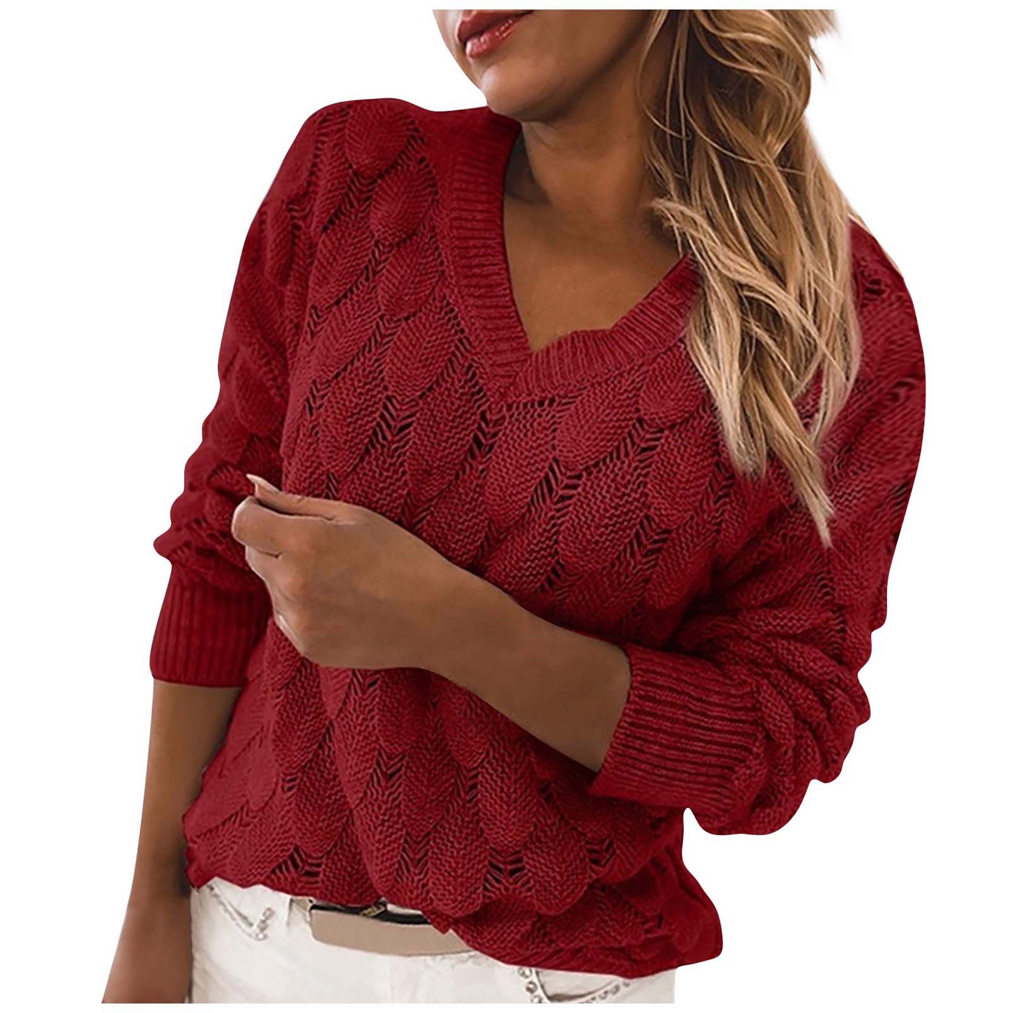 Gibobby Casual Suéter para Mujer, Sueteres Canalé Sweater Dama Diseño de  Moda Abrigo Ligero Invierno Blusa Manga Larga Multilooks Elegante o  Casual(Rojo,M)