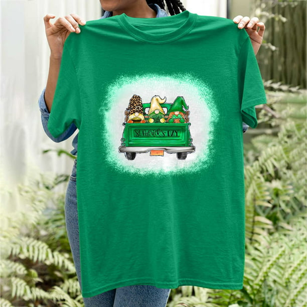 Camiseta mujer manga corta estampado en verdes en plantas