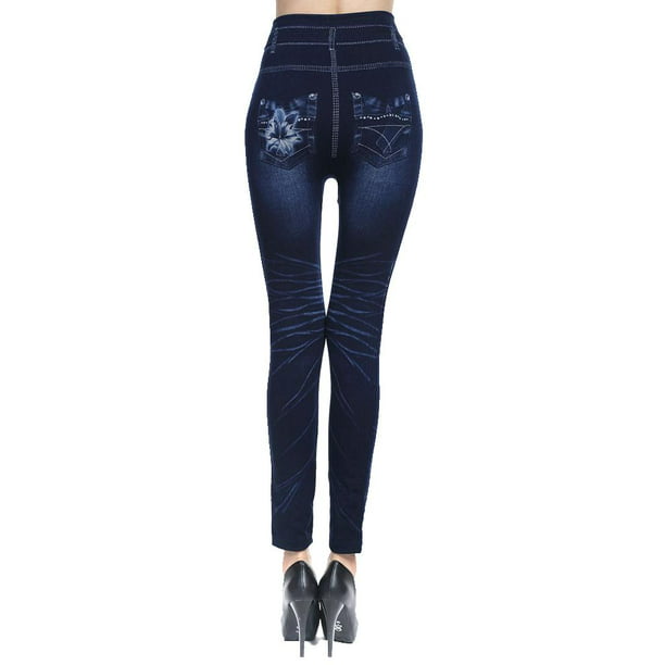 Comprar Moda mujer cintura alta imitación Jeans pantalones de mezclilla  pantalones lápiz Leggings talla grande Casual