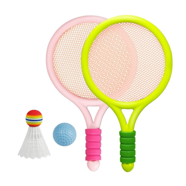 Raqueta de tenis de bádminton duradera con pelota de juego de volante de  bádminton verde y rosa kusrkot Raquetas de bádminton