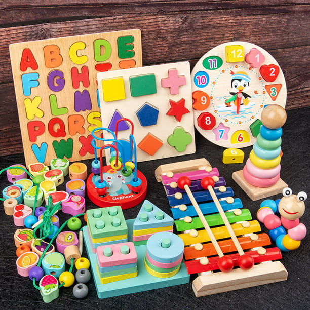Qizebaby Juguetes Montessori para niños y niñas de 2 años, 6 juguetes de  madera para niños, juguetes para bebés de 3 a 6 años, juguete educativo de