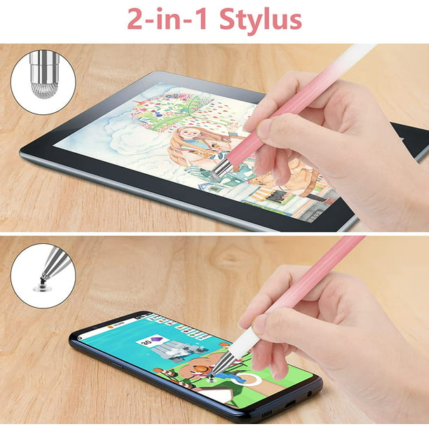 Color negro + rosa - Lápiz óptico universal para tableta para pantalla  táctil, capacitivo 2 en 1 para iPhone/iPad/Pro/Mini/Air/Samsung con 6  puntas de repuesto JM