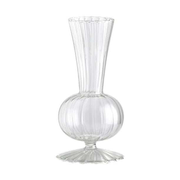 Florero de cristal grueso para decoración del hogar, jarrón de boda o  regalo, 7.5 pulgadas de alto x 4 pulgadas de ancho, transparente, con caja  de
