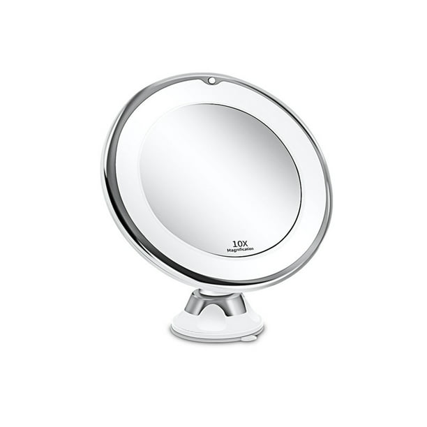Espejo de maquillaje con aumento de 10x con luz, espejo de aumento con luz  para maquillaje, para el hogar, la oficina, el baño, la ducha, los viajes,  la rotación de 360 ​​​​grados