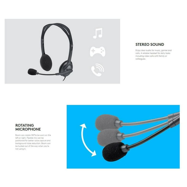 Logitech H111 Auriculares con Cable, Sonido Estéreo con Micrófono