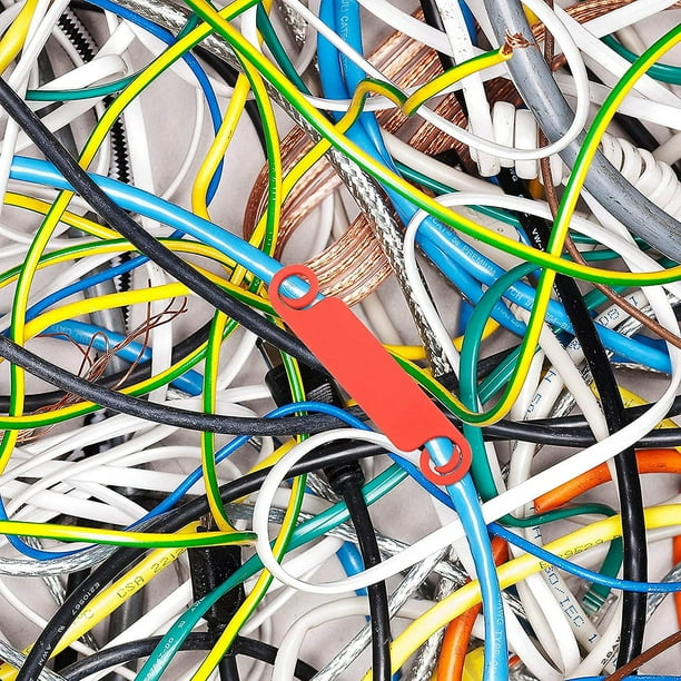 Etiquetas de identificación de cables, etiquetas de cables multicolores  para marcar cables, sistema de marcado, gestión de cables (2 juegos (100  piezas))