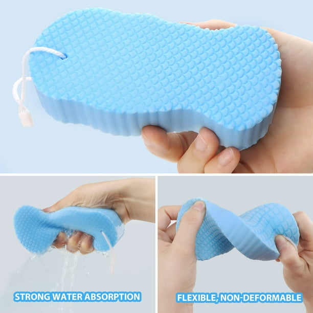 SAVITA 2 esponjas de baño exfoliantes, esponja de ducha de piel muerta,  esponja de baño con cordón para colgar, esponja corporal reutilizable para