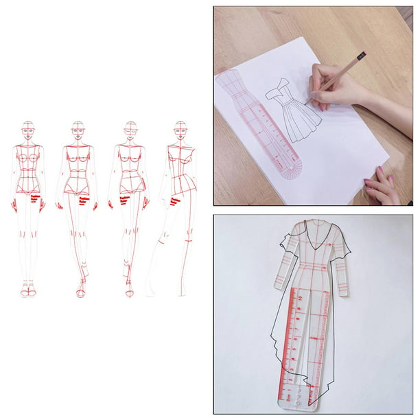 Juego de reglas de de curva francesa de 4 diseño de patrones de costura para confección, sastrería, diseño moda , Gloria Regla de diseño ropa | Bodega Aurrera en línea