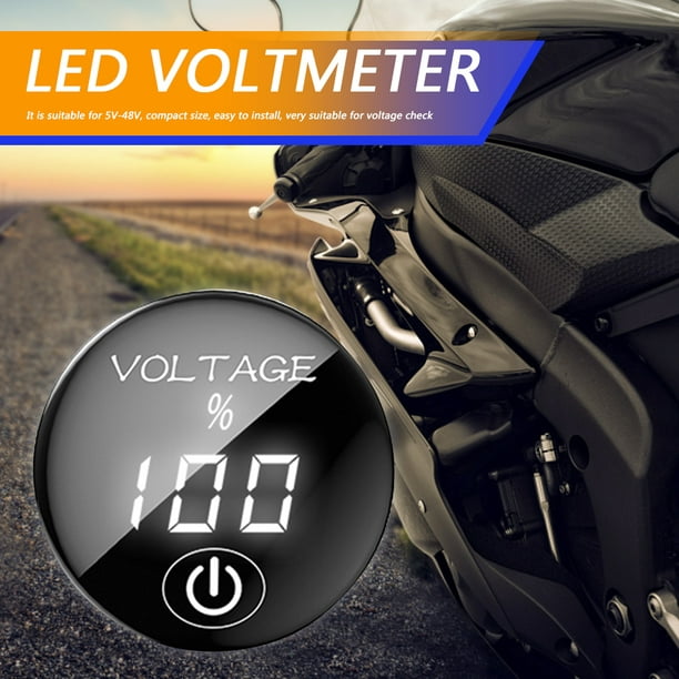 Comprar Voltímetro Digital para motocicleta y coche, Panel LED de CC de  5V-48V, voltímetro con pantalla de capacidad de batería (Con interruptor  táctil)