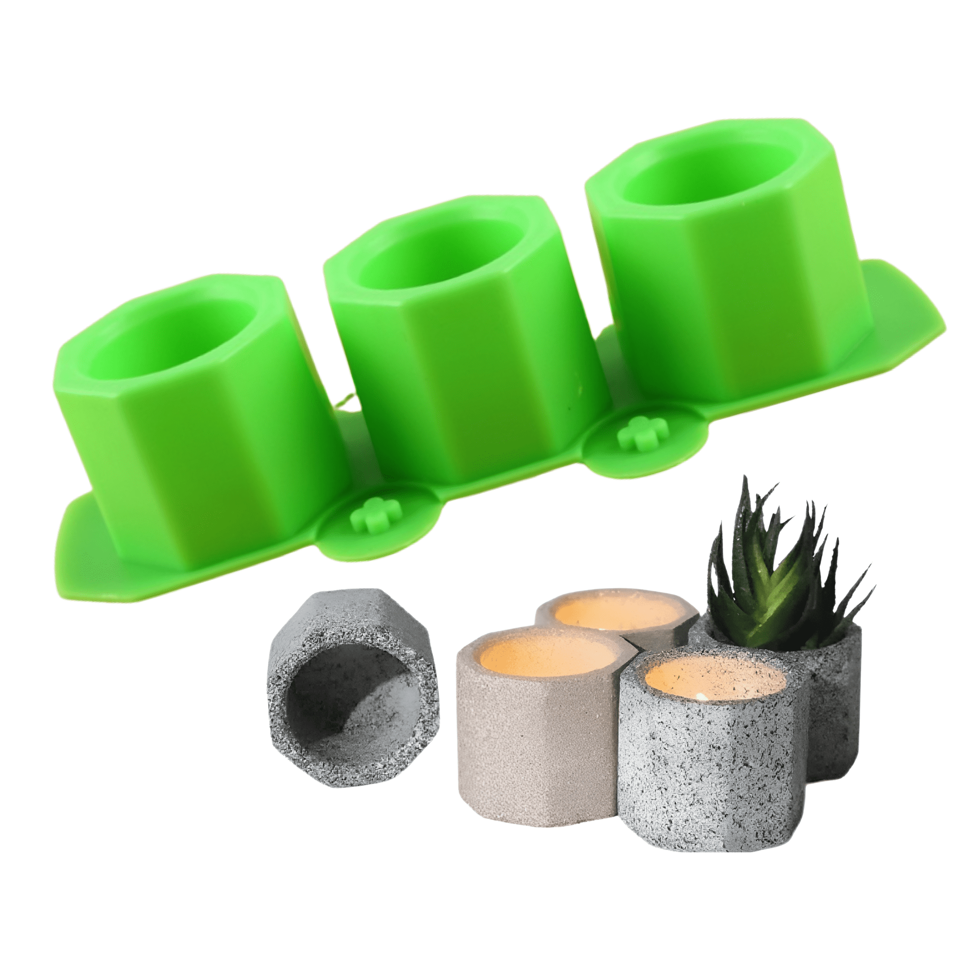 Molde de silicona para macetas y decoración de yeso cemento, resina, concreto. plantillas de figura para maceta (Hexagonal verde ) ecomlab molde maceta