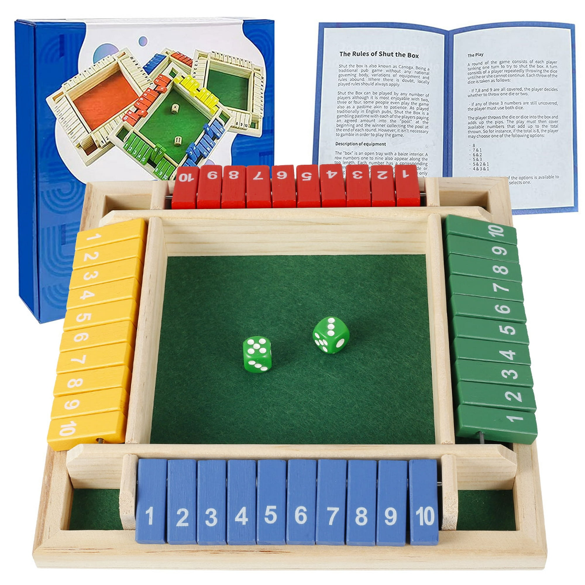 Shut The Box Juego de madera para 4 jugadores, juego de mesa clásico para  niños y adultos, juguete educativo de aprendizaje de matemáticas, juego de