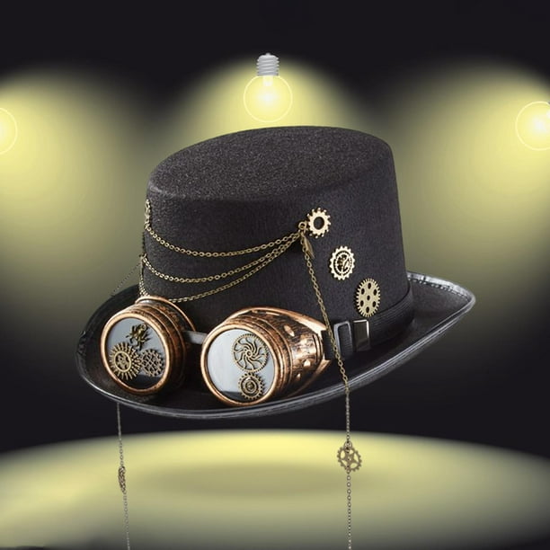 Sombrero Steampunk, accesorios con gafas para cosplay, hombres