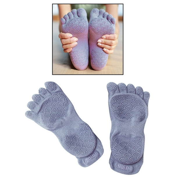 Calcetines de yoga ToeSox Ankle negro con dedos :: Ropa de Yoga y