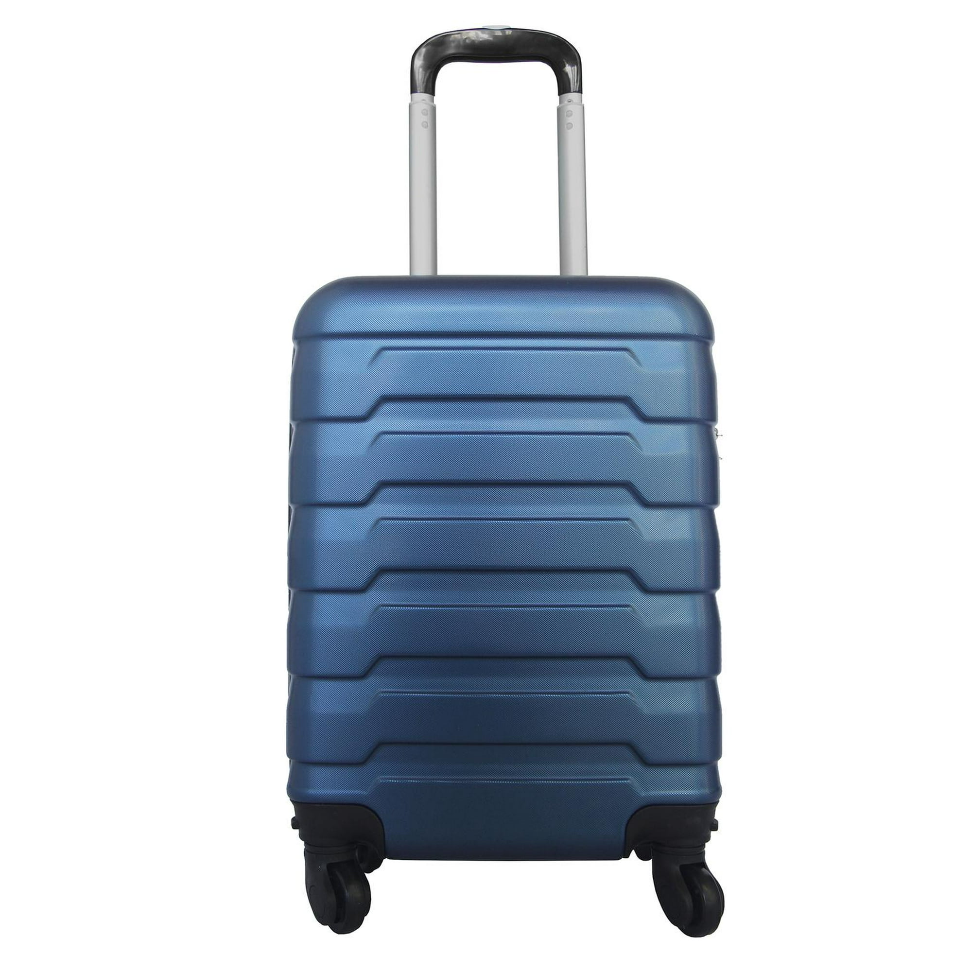 Coolife Maleta giratoria de equipaje de mano con compartimento de bolsillo,  bolsa de fin de semana, maletero rígido, Azul (Blue_Zipper Type), Equipaje