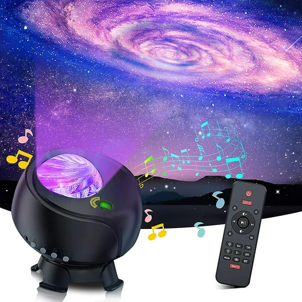 Proyector de estrellas, lámpara de proyección estrellada de galaxia,  altavoz Bluetooth Aurora Iluminación con temporizador y control remoto, luz