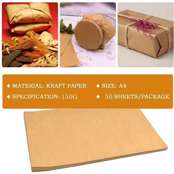 Papel de papelería de papel kraft marrón de 120 g/m², hojas de