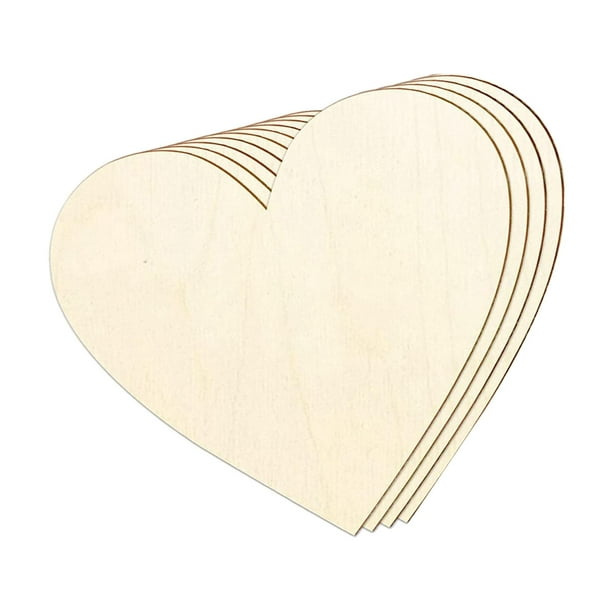8 piezas de corazones de madera sin terminar con forma de corazón de madera  sin terminar, rebanadas en blanco, discos de corazón de San Valentín