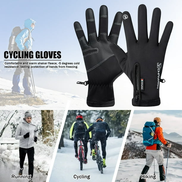 Guantes Para Correr En Clima Frío Guantes de invierno Bicicleta Warm  Mittens Fleece TouchScreen (Black Grey) Wdftyju