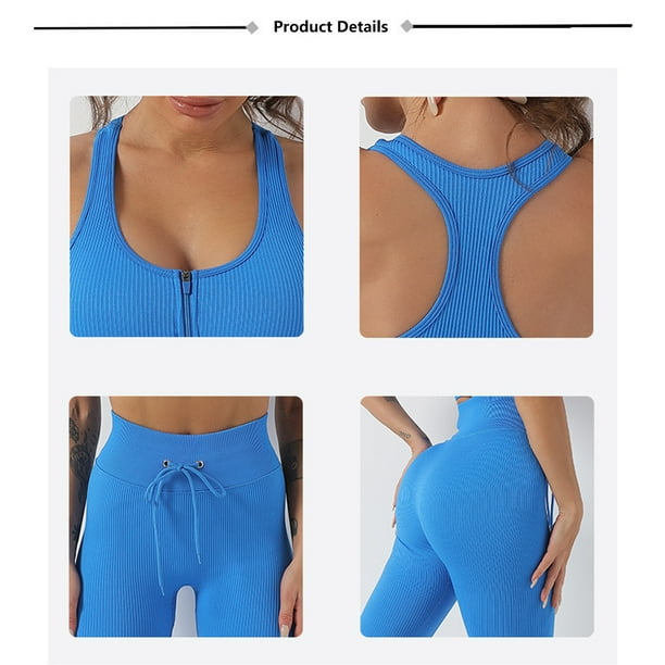 Conjunto De Yoga 2 piezas de ropa deportiva para mujer, ropa deportiva sin  costuras, artículos deportivos (azul M) Sywqhk Para Estrenar