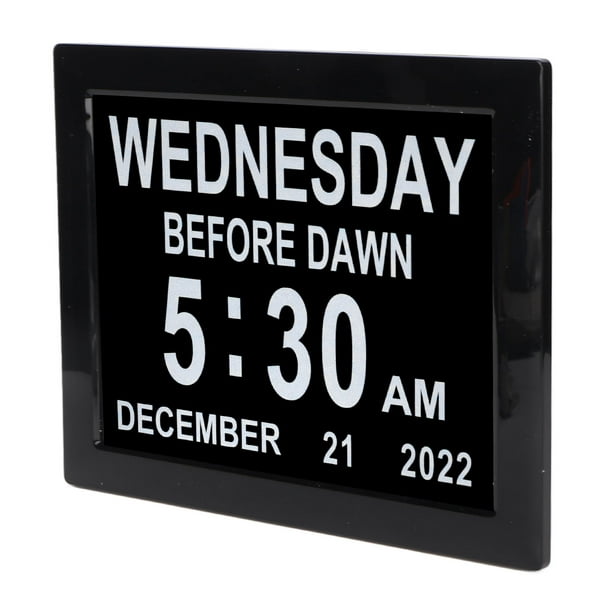 Reloj de día digital de 8 pulgadas para personas mayores, reloj grande con  fecha de día para ancianos con número grande, 12 opciones de alarma para