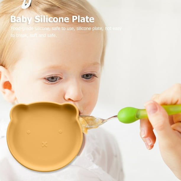Platos para niños, cuenco de alimentación con ventosa de silicona para bebés,  plato de comedor para niños (rojo) Tmvgtek Para estrenar