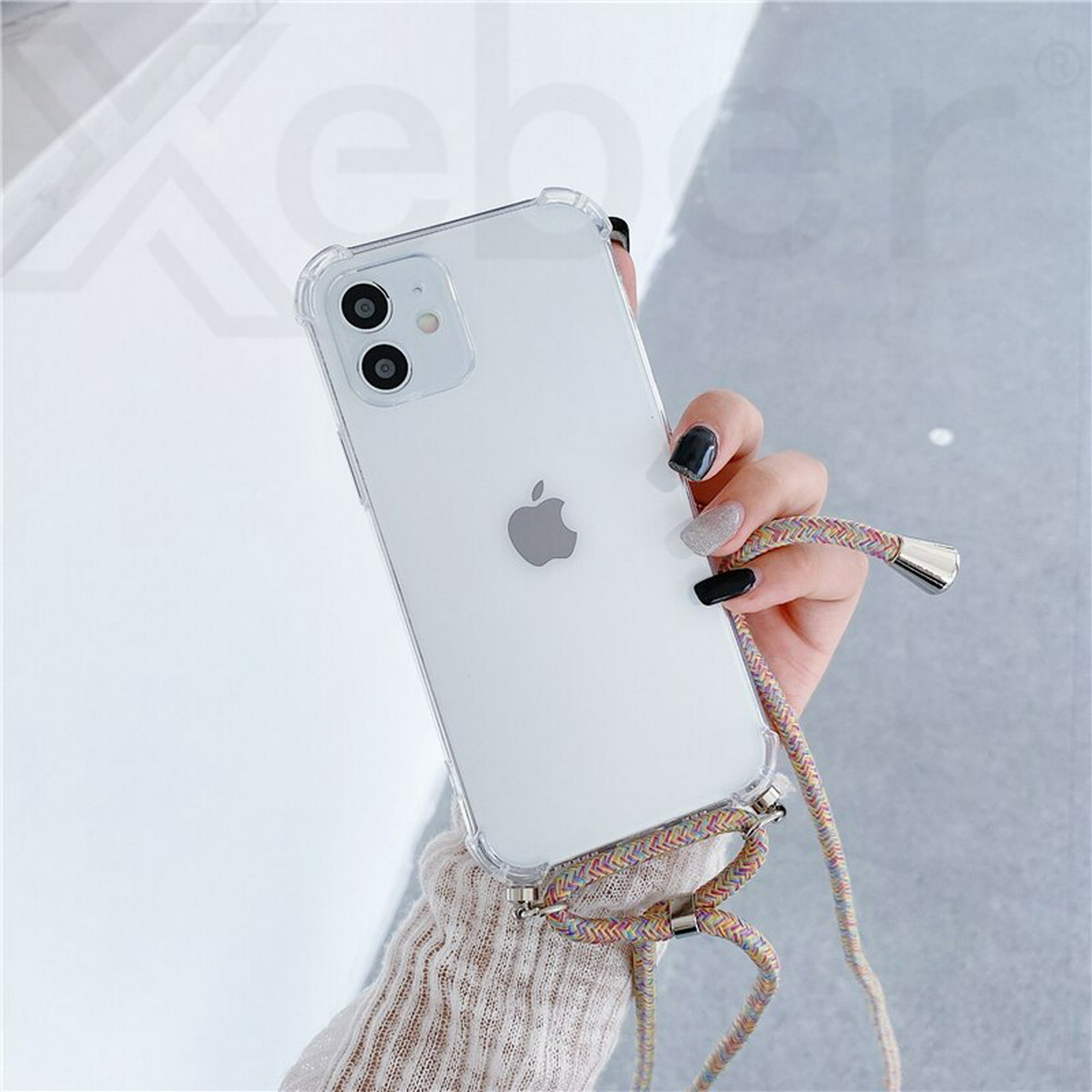  Funda para iPhone 12 Mini 11 Pro Max XR X XS Max 7 8 con cordón  de silicona suave para colgar cuerda, colgante, correa para iPhone Xs :  Celulares y Accesorios