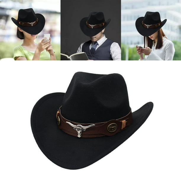 Sombrero de vaquero occidental informal, accesorios de ala grande, disfraz  de Cosplay, sombrilla , sombrero de protección para hombres, Blanco  Baoblaze Sombrero de vaquero occidental