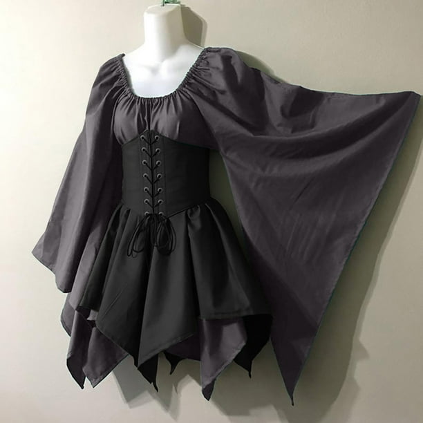 Comprar Vestido negro Vintage para mujer, vestidos Retro elegantes  envolventes por debajo de la rodilla, ropa lisa de manga larga coreana  Harajuku, moda de primavera