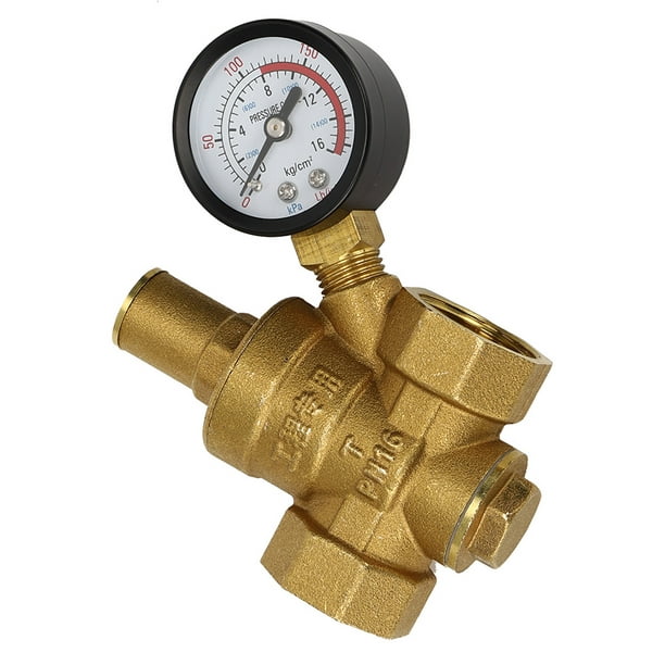DN20 Válvula reductora de presión de agua de latón ajustable con medidor de  medidor de presión de agua reductor de regulador de presión de agua