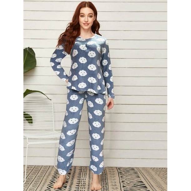 Pijama Polar Mujer Con Capucha Set 2 Pza Dama Diseño Estampa LOLE Pijama