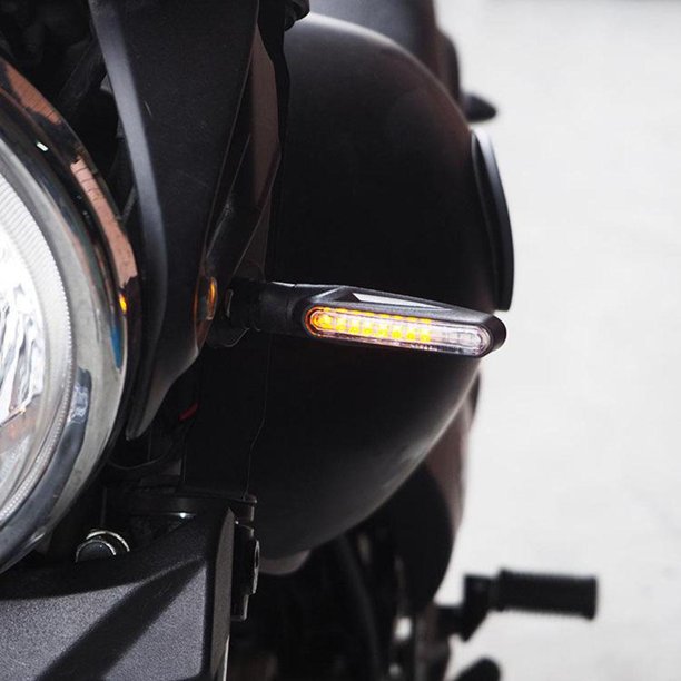 2 luces LED intermitentes para motocicleta, aleación de aluminio de 12 V,  luces intermitentes delanteras y traseras súper brillantes para Harley  Honda