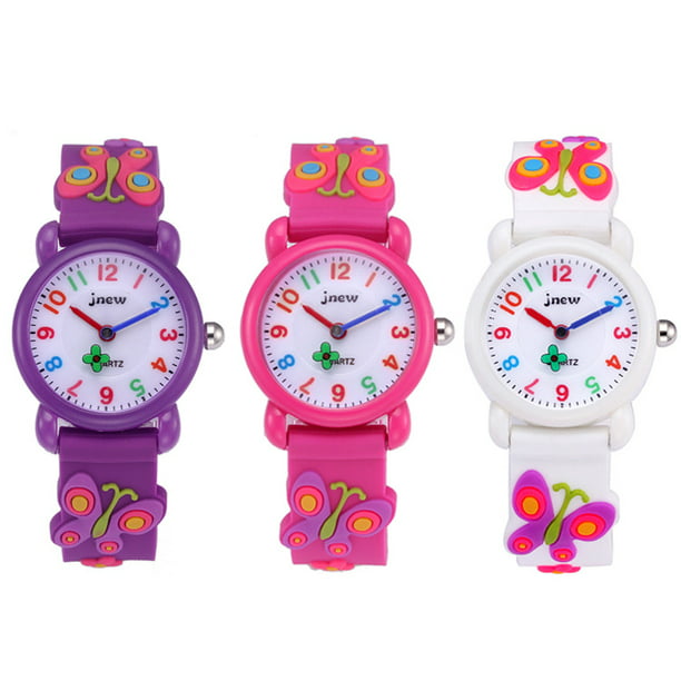 Relojes para niños, relojes de pulsera de silicona impermeables con dibujos  animados en 3D para niños, regalos para 3-10 niñas pequeñas, mariposa oso  de fresa Juguete