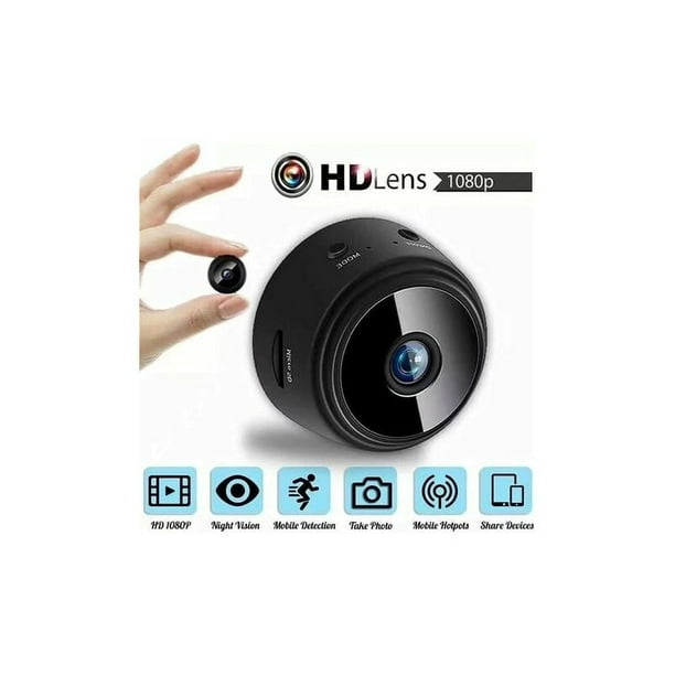 Mini FHD 1080P WiFi Cámara de vigilancia exterior - Pequeña cámara de mano  inalámbrica con visión nocturna, detección de movimiento, vista remota.  (Negro)