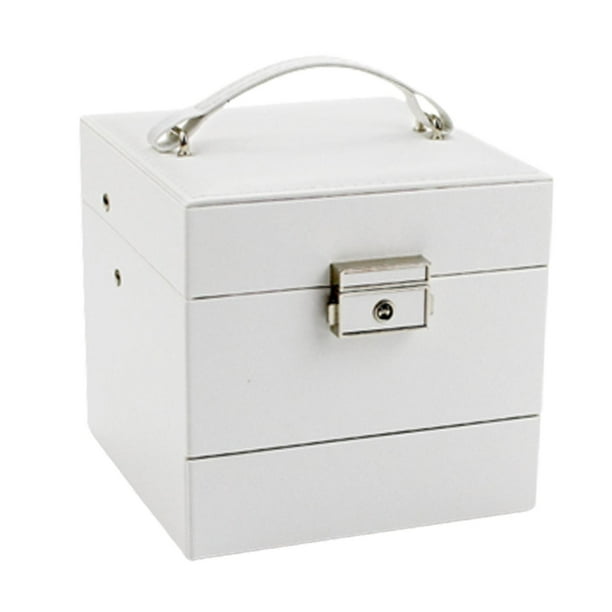 Caja de joyería de 3 capas con bandeja extraíble para collar Pendientes Joyero  Blanco jinwen Caja de almacenamiento de joyas