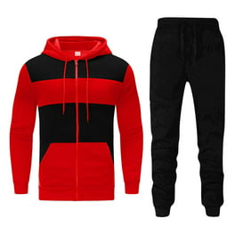 Conjunto deportivo casual para hombre, conjunto deportivo de dos piezas con  cremallera y pantalones, color negro, L