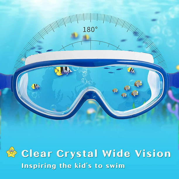 Gafas de natación para niños con tapones para los oídos, protección uv  antivaho con estuche de almacenamiento para niños, niñas y adolescentes de  3 a 15 años